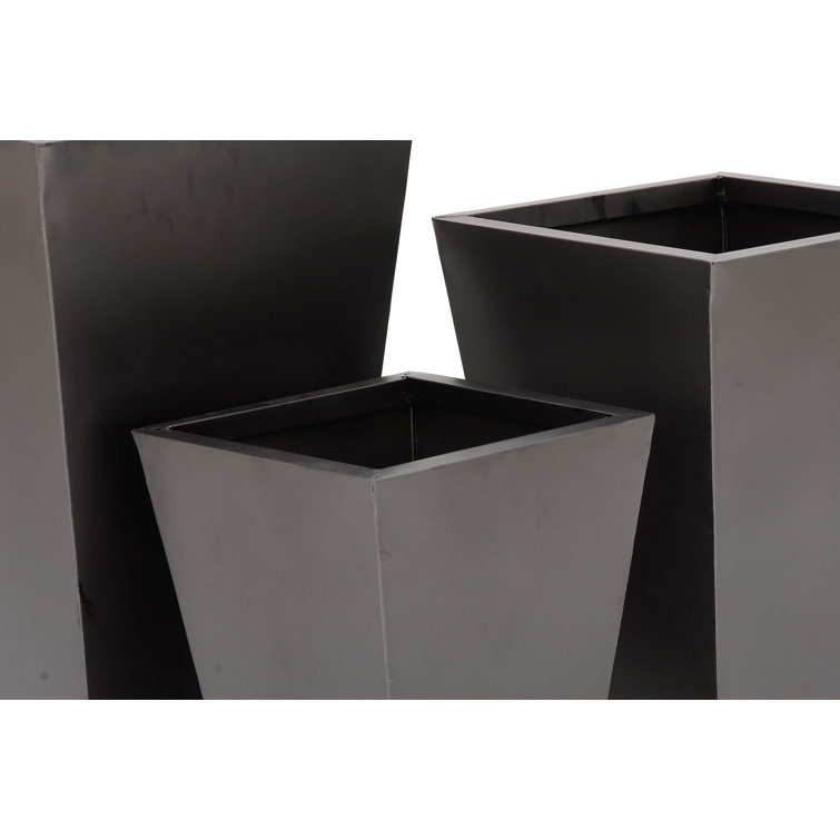 Elegant Black Iron Square Planters for Indoor/Outdoor - Set of 3