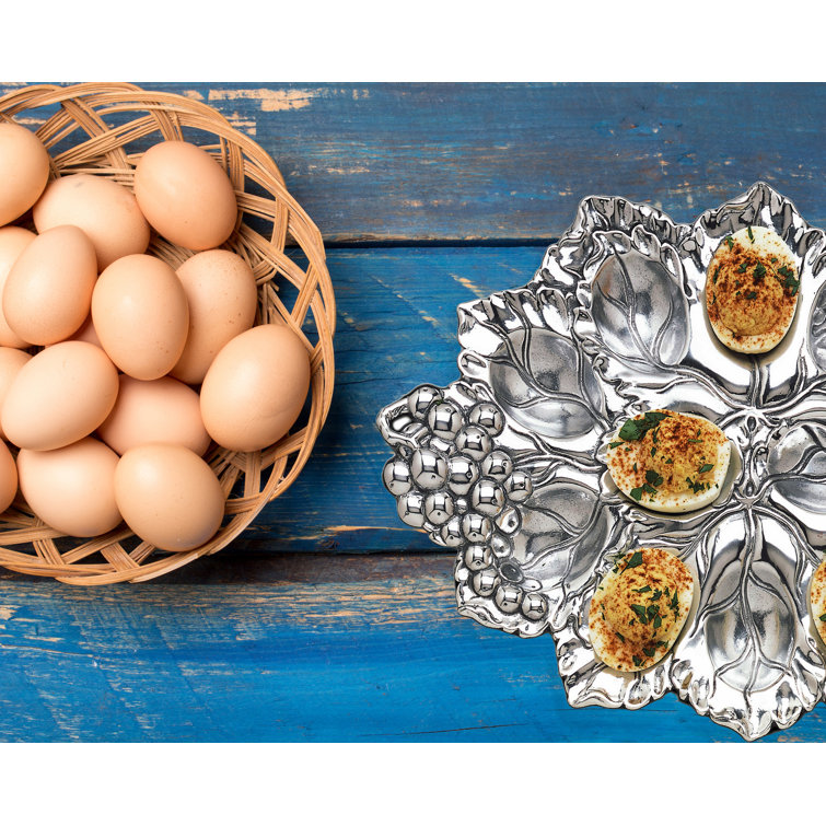 Grape Pattern Silver Aluminum Deviled Egg Tray
