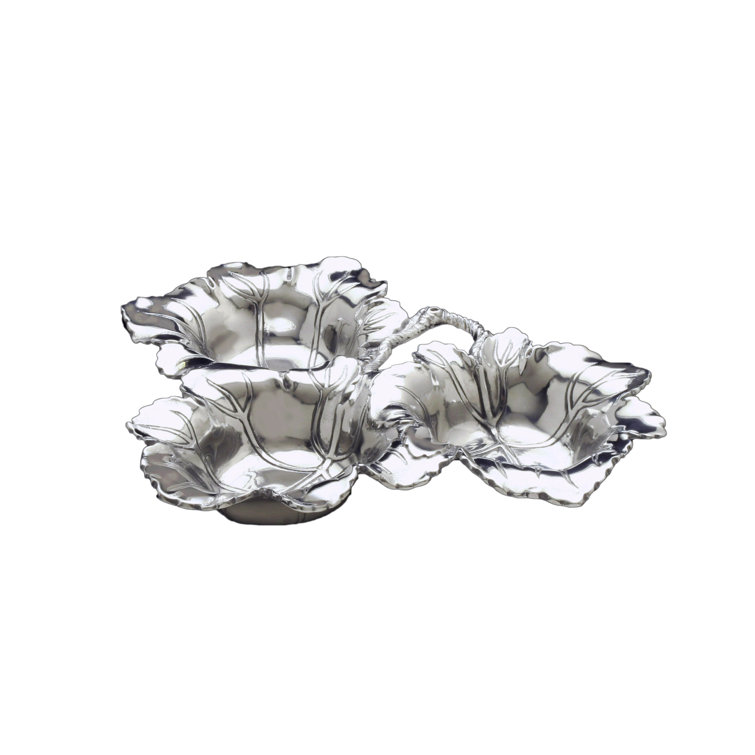 Grape Leaf Aluminum 3-Bowl Serving Dish