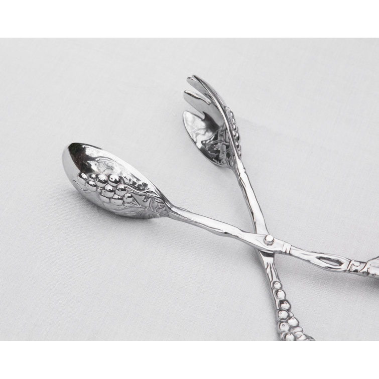 Arthur Court Polished Aluminum Grape Pattern Salad Serving Tongs