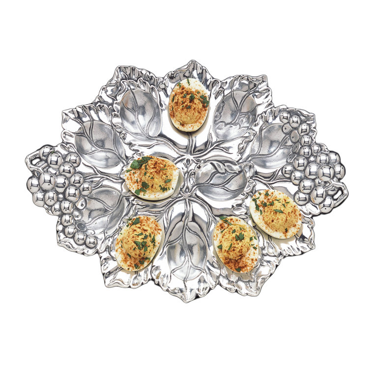 Grape Pattern Silver Aluminum Deviled Egg Tray