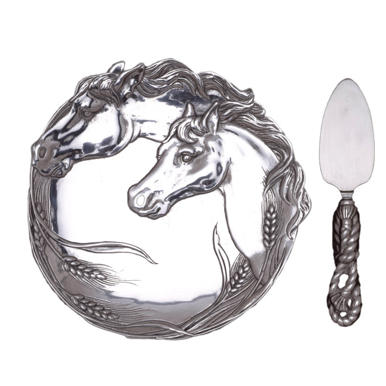 Equestrian Aluminum Horse Plate with Triangular Server