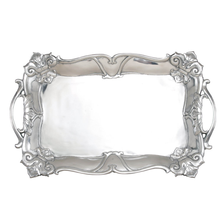 Elegant Aluminum Fleur-De-Lis Rectangle Serving Tray