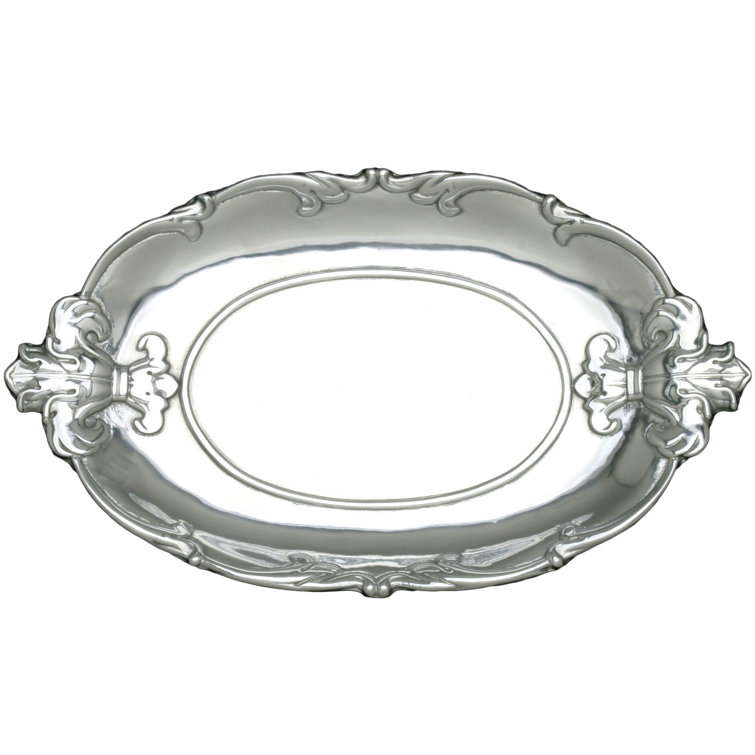 Elegant Aluminum Fleur-De-Lis Oval Serving Tray
