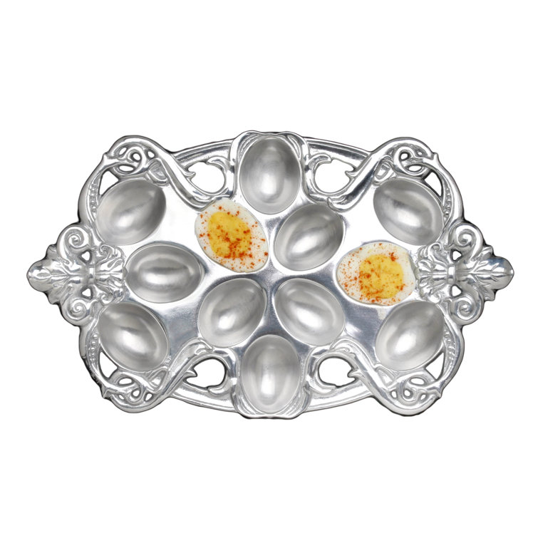 Arthur Court Silver Aluminum Fleur De Lis Egg Platter