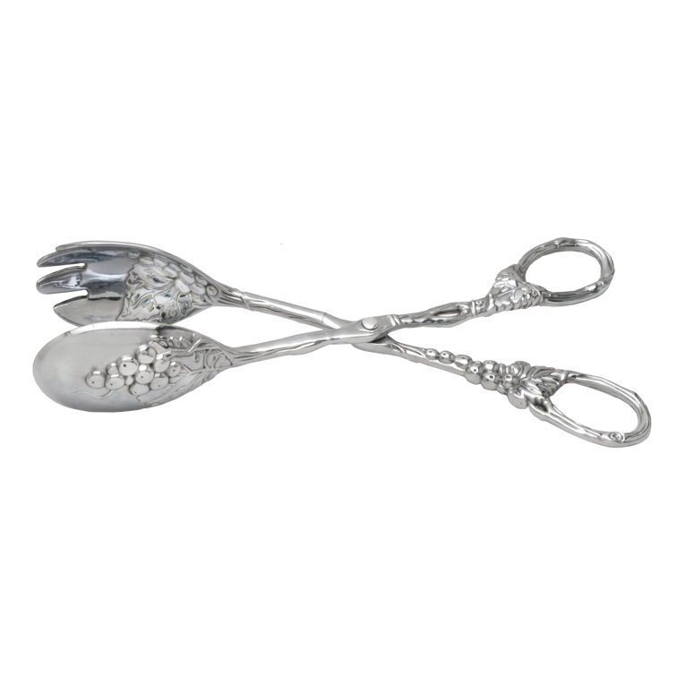 Arthur Court Polished Aluminum Grape Pattern Salad Serving Tongs
