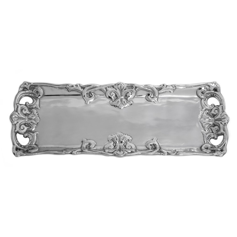 Arthur Court Aluminum Fleur-De-Lis Decorative Serving Tray