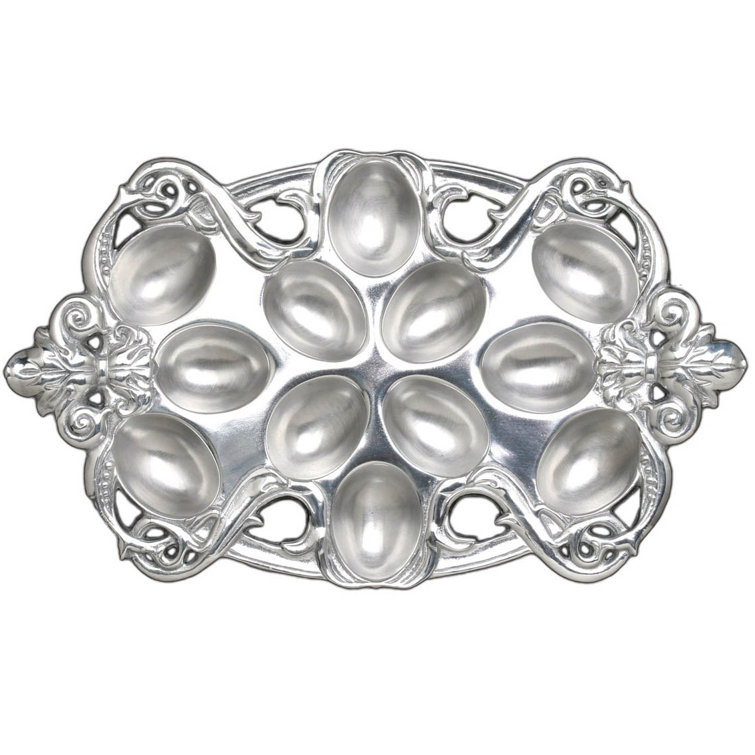 Arthur Court Silver Aluminum Fleur De Lis Egg Platter