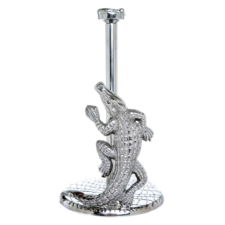 Silver Aluminum Alligator Free Standing Paper Towel Holder