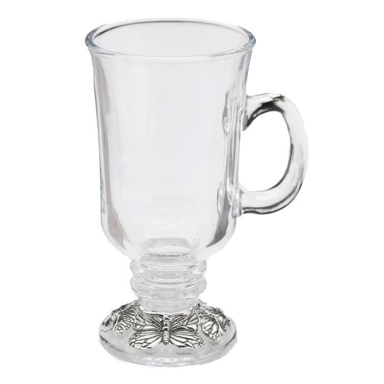 Clear Glass Mug with Silver Butterfly Base, 8 Ounce