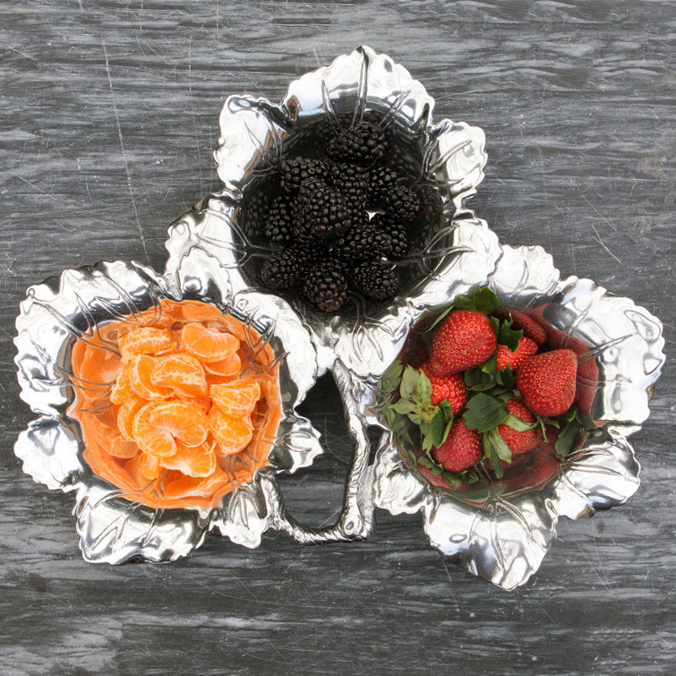 Grape Leaf Aluminum 3-Bowl Serving Dish