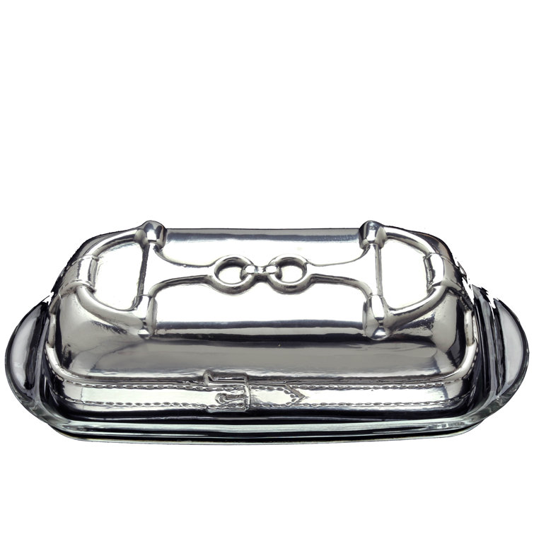 Equestrian Aluminum Butter Dish with Glass Tray