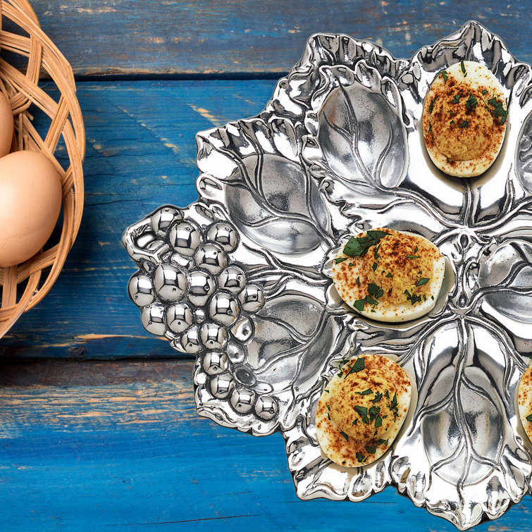 Grape Pattern Silver Aluminum Deviled Egg Tray