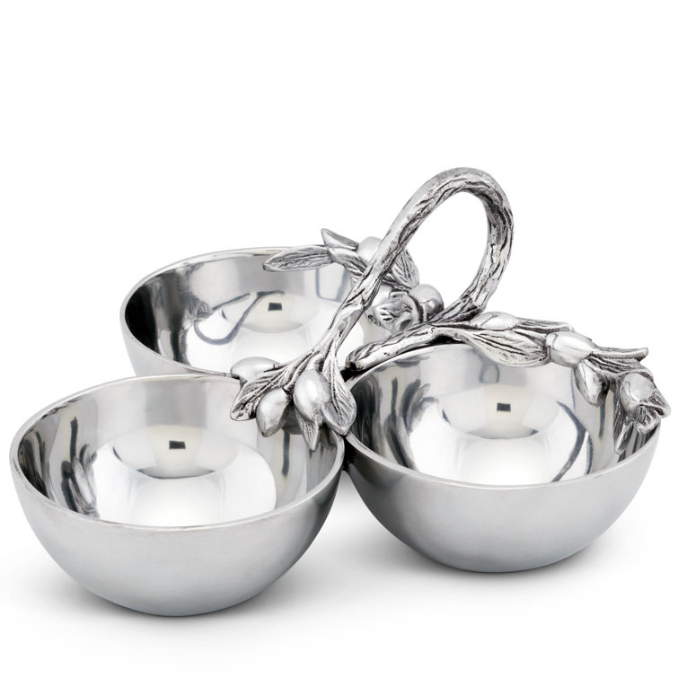Tuscan Aluminum 3-Compartment Olive Candy Serving Bowl