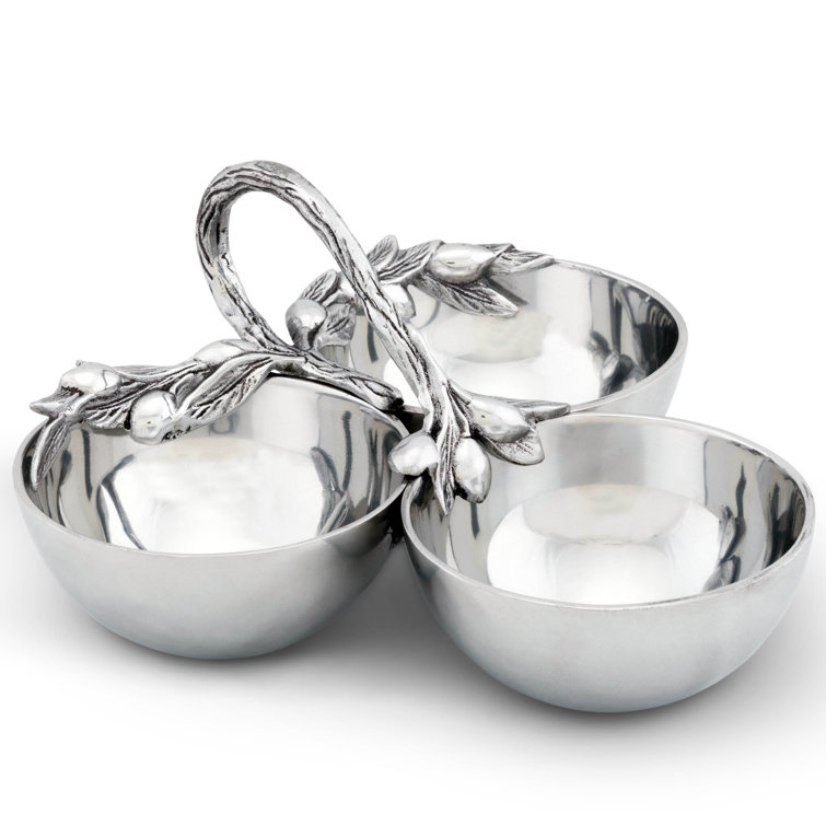 Tuscan Aluminum 3-Compartment Olive Candy Serving Bowl