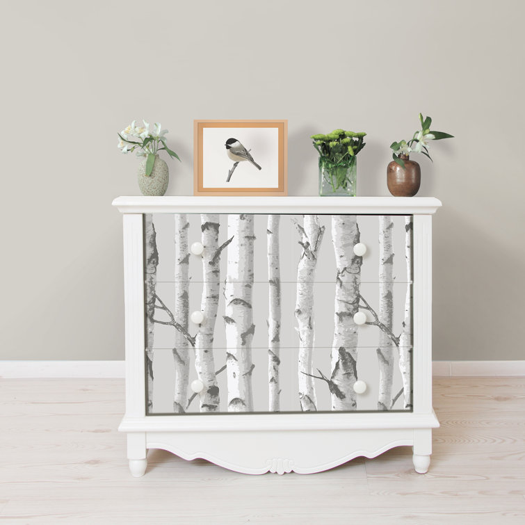 Grey Birch Tree Peel and Stick Vinyl Wallpaper