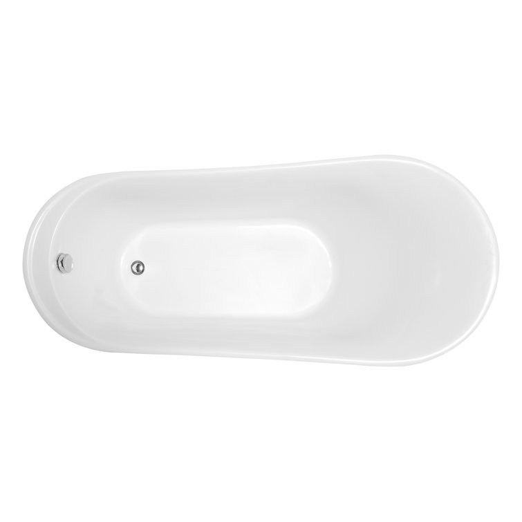 Prima 67'' Glossy White Acrylic Freestanding Soaking Bathtub