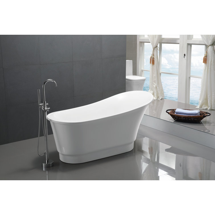 Prima 67'' Glossy White Acrylic Freestanding Soaking Bathtub