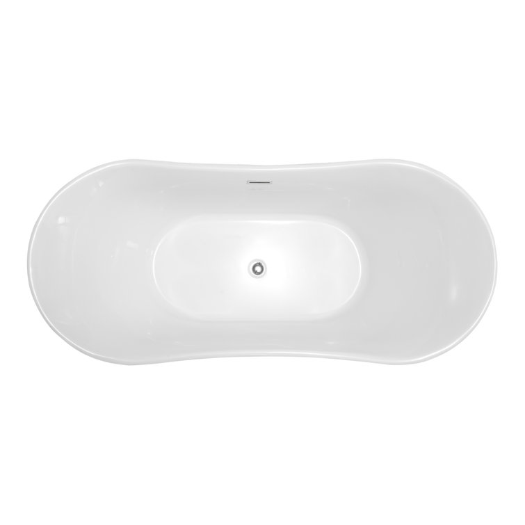 67'' White Freestanding Acrylic Soaking Bathtub