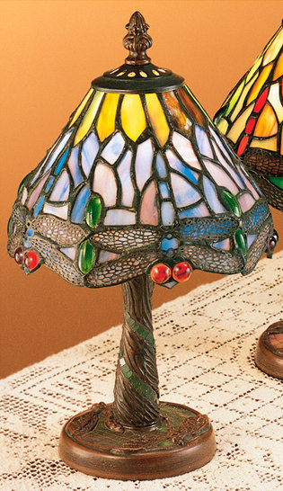 Dusky Sky Blue Stained Glass 1-Light Novelty Lamp