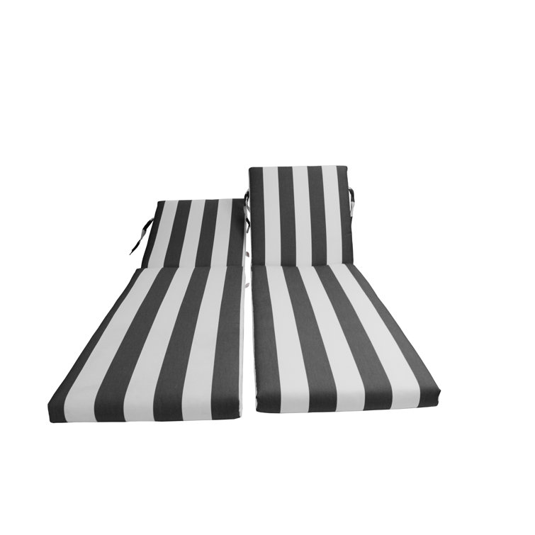 Cabana Classic Black and White Sunbrella Chaise Lounge Cushions