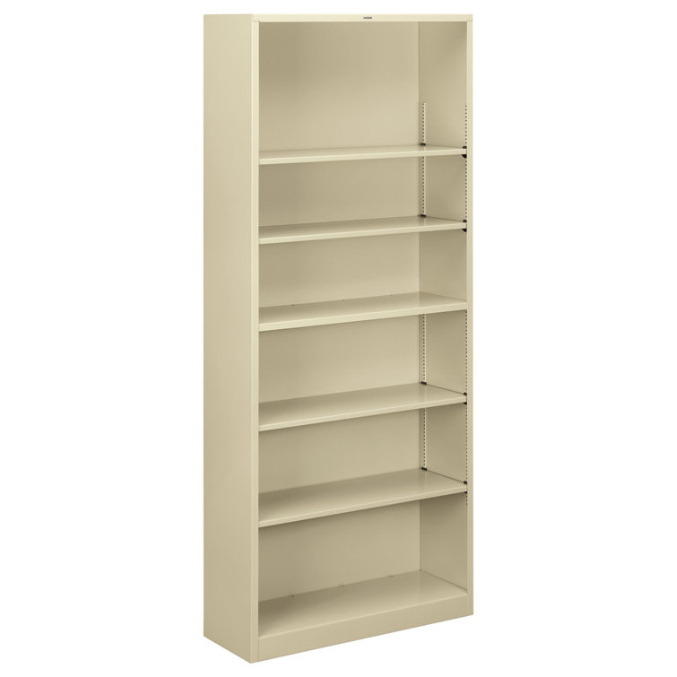 Adjustable 6-Shelf Steel Bookcase in Putty - 34.5" x 81.1"