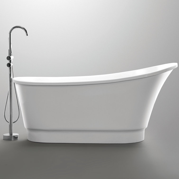 Prima 67'' Glossy White Acrylic Freestanding Soaking Bathtub