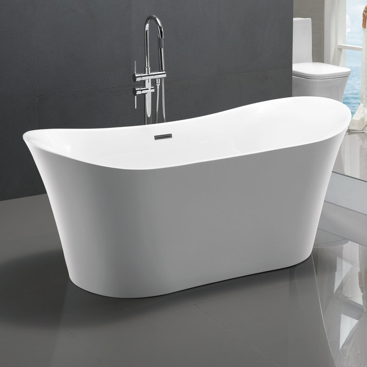 67'' White Freestanding Acrylic Soaking Bathtub