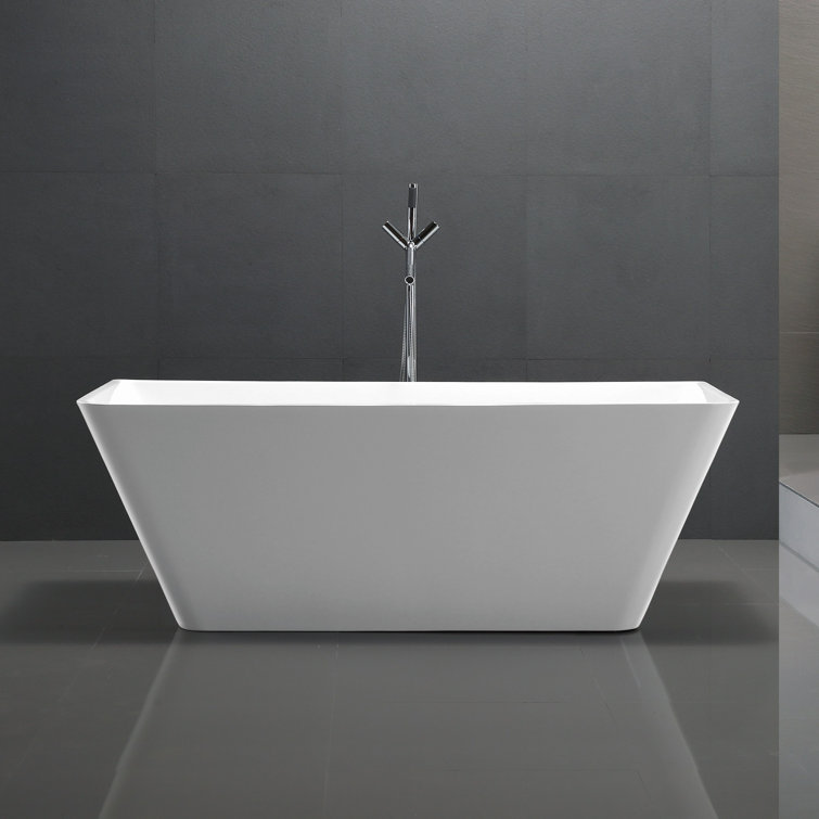 67'' White Acrylic Freestanding Soaking Bathtub