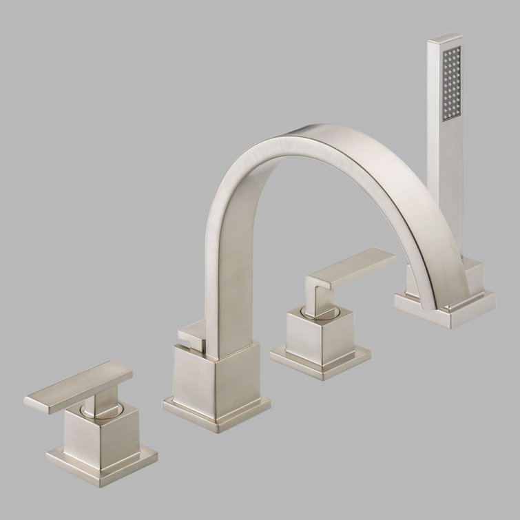Stainless Steel Widespread Deck Mounted Roman Tub Faucet with Handshower