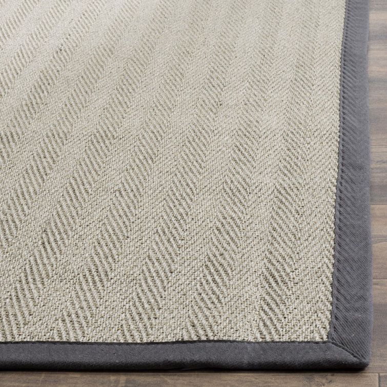 Gray Hand-Knotted Cotton Runner Rug with Non-Slip Backing