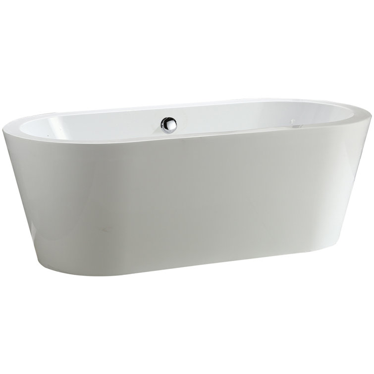Melania 68'' x 32'' White Acrylic Freestanding Soaking Bathtub