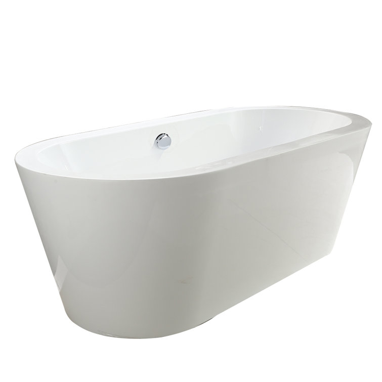 Melania 68'' x 32'' White Acrylic Freestanding Soaking Bathtub