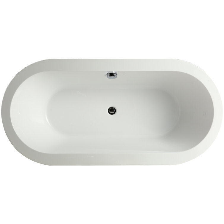 Melania 68'' x 32'' White Acrylic Freestanding Soaking Bathtub