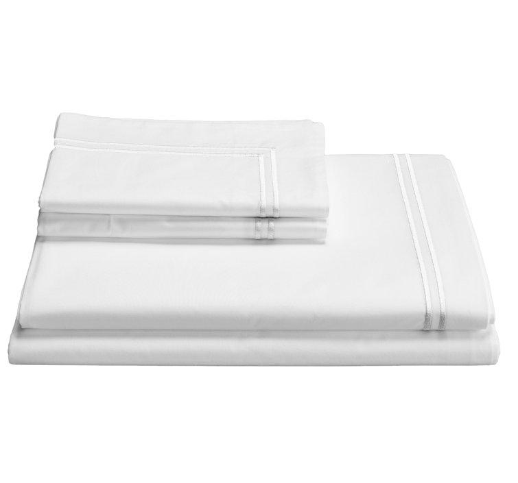 California King White Egyptian Cotton Percale Sheet Set