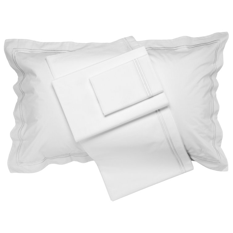 California King White Egyptian Cotton Percale Sheet Set