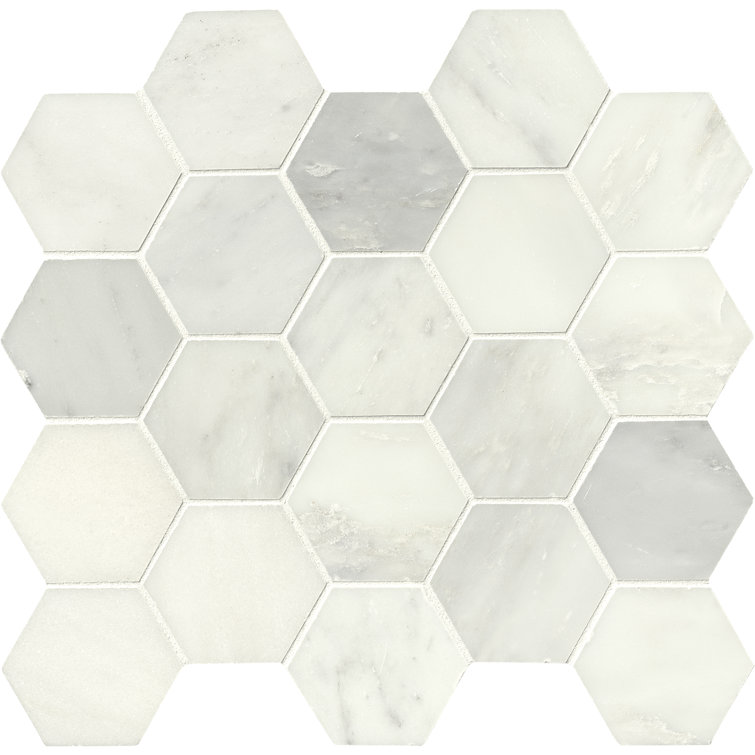 Greecian Marble Hexagon Mosaic Wall and Floor Tile