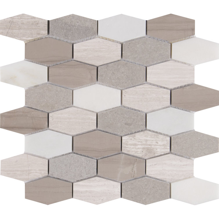 Gray and White Hexagon Marble Mosaic Tile for Indoor and Outdoor
