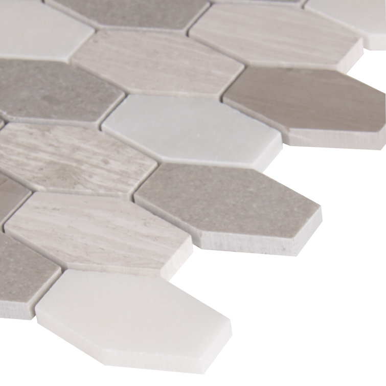 Gray and White Hexagon Marble Mosaic Tile for Indoor and Outdoor