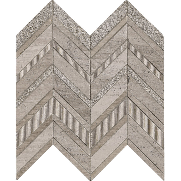 White and Gray Chevron Marble Mosaic Tile Sheet