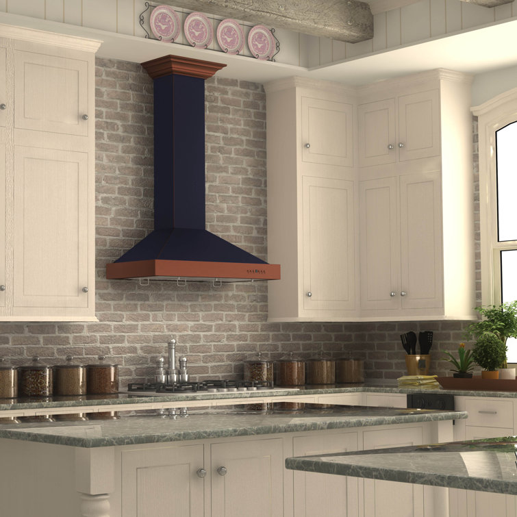36" Hand-Hammered Copper Convertible Wall Mount Range Hood