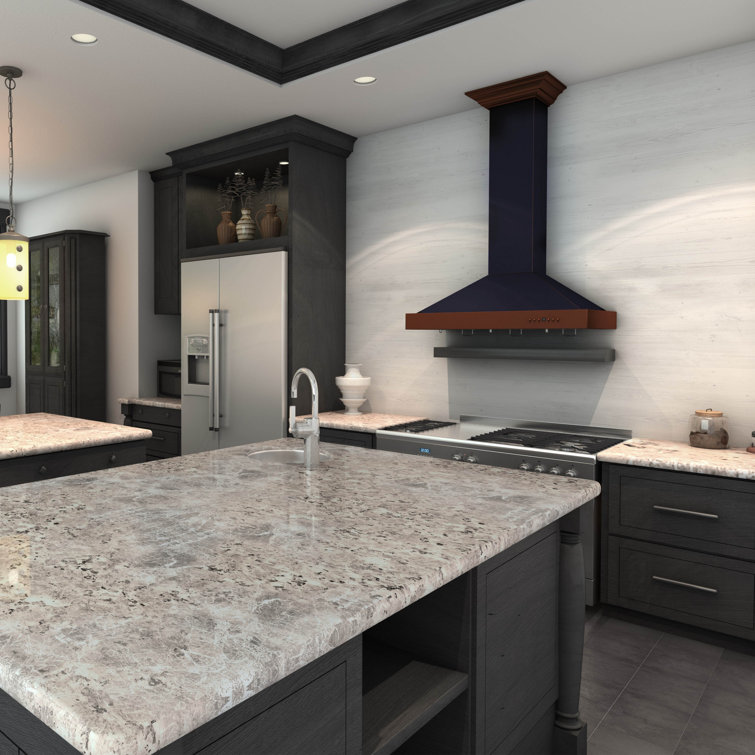 36" Hand-Hammered Copper Convertible Wall Mount Range Hood