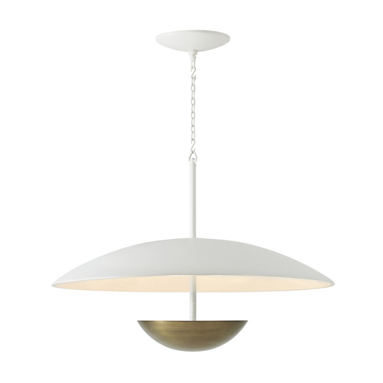Modernist White Dome 43'' Aluminum & Steel Statement Pendant