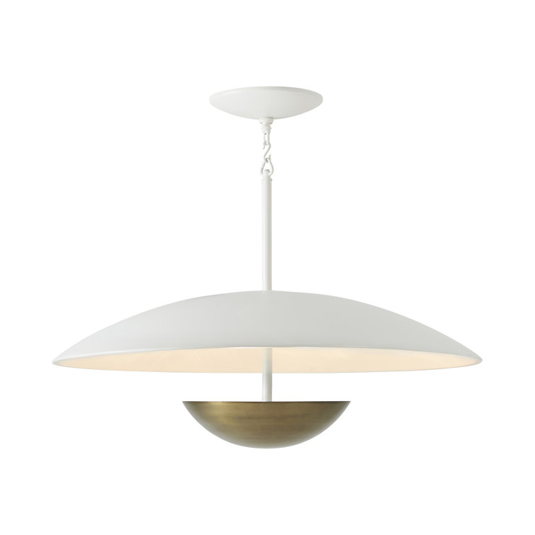 Modernist White Dome 43'' Aluminum & Steel Statement Pendant