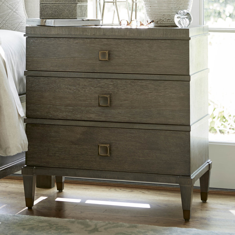 Transitional 3-Drawer Brown Nightstand with Sleek Design