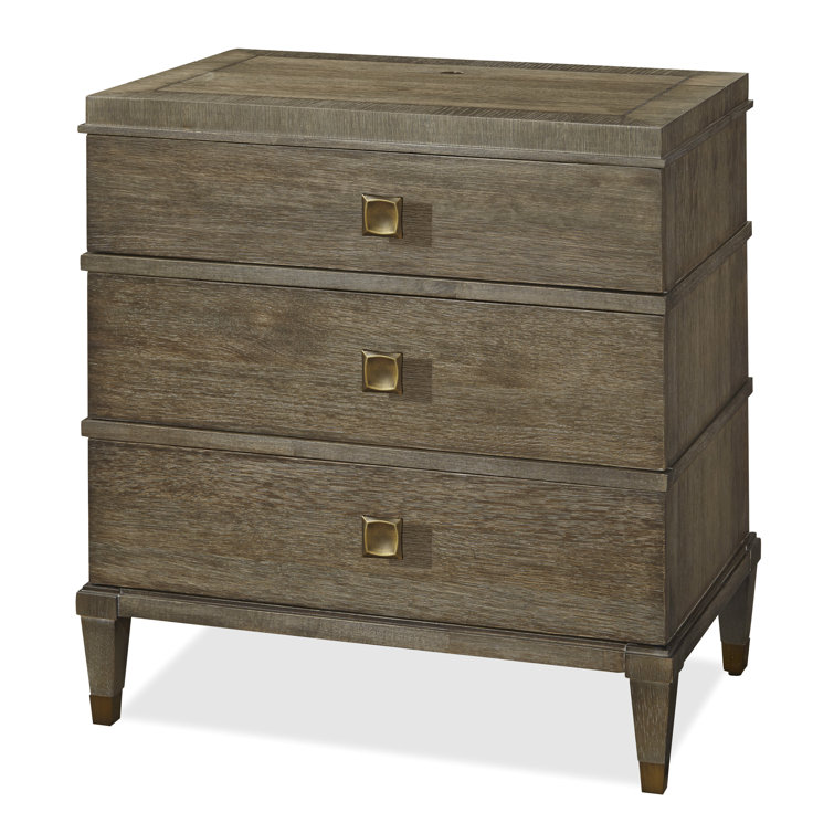 Transitional 3-Drawer Brown Nightstand with Sleek Design
