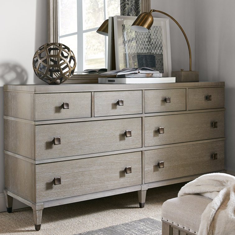 Transitional Brown Double Dresser with Dovetail Drawers