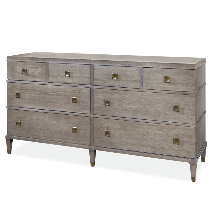 Transitional Brown Double Dresser with Dovetail Drawers