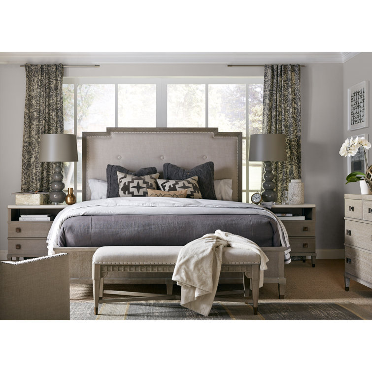 Transitional Brown 2-Drawer Nightstand with Stone Top