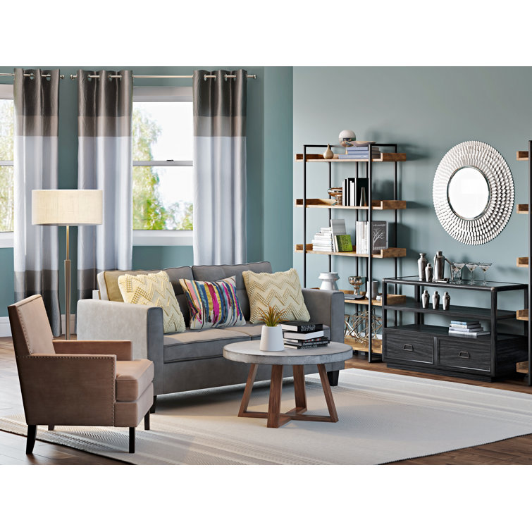 Light Brown Wood and Iron 5-Tier Industrial Bookcase